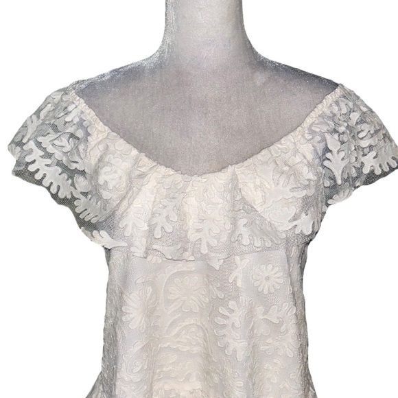 NWOT Anthropologie Textured Ivory Mesh Lace Off The Shoulder Top Blouse - XL - Picture 6 of 16